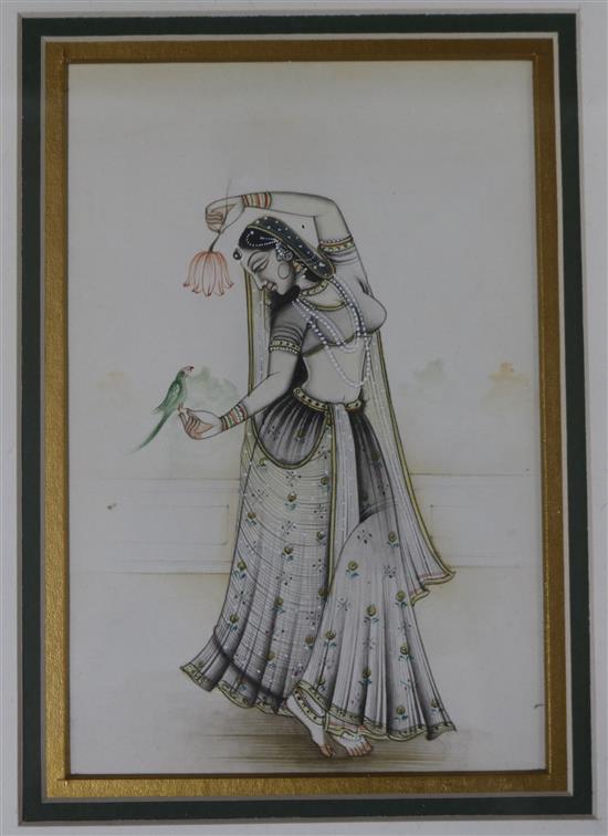 Four Indian paintings depicting dancers, 16 x 9cm